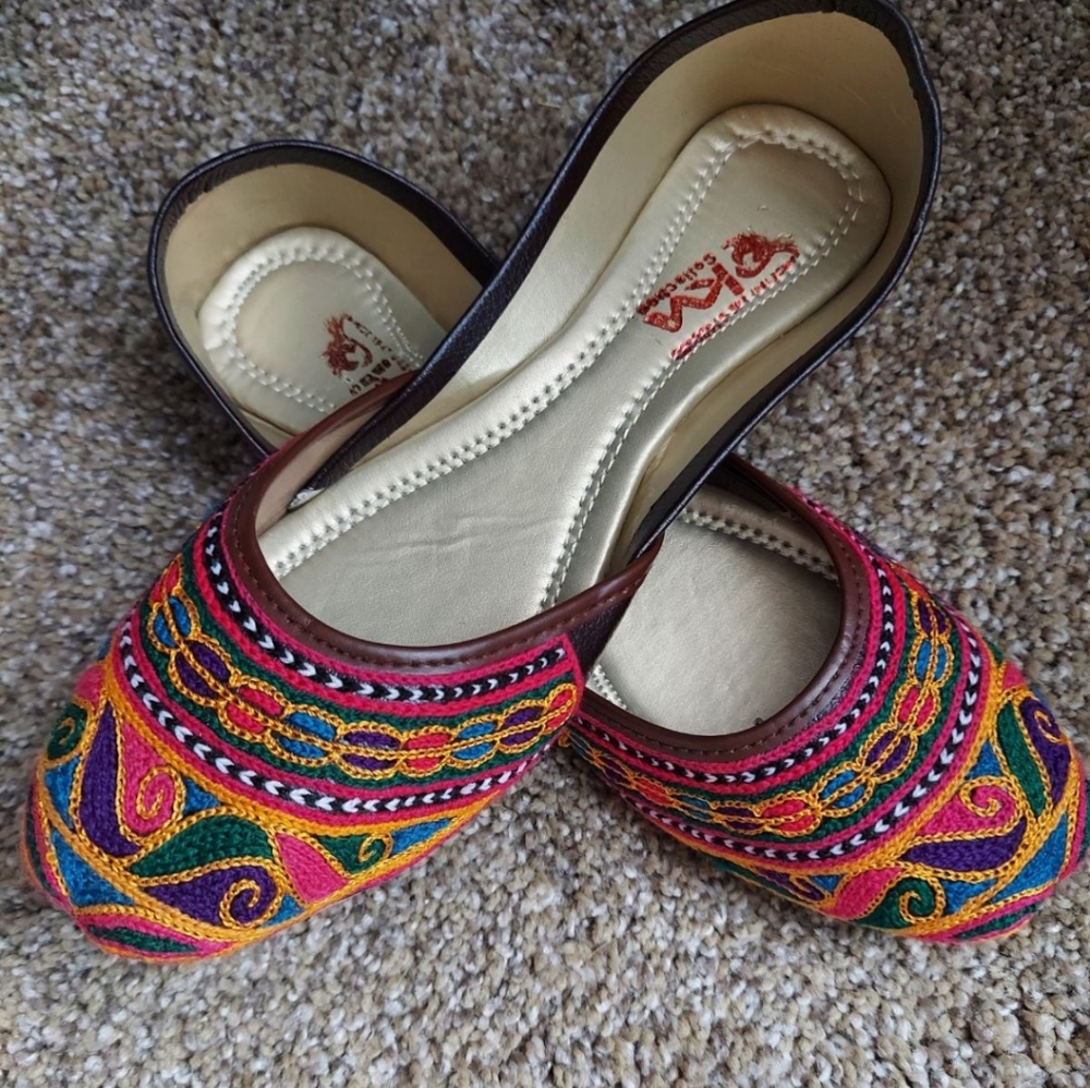 Embroidered Multicolor Womens Flats - Boho Slip-On Loafers